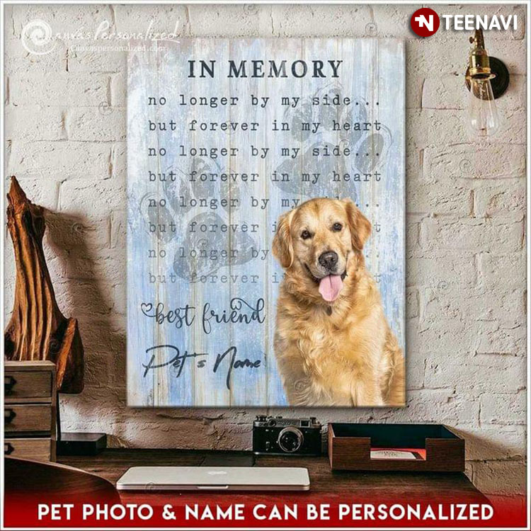 Personalized Pet's Name & Photo Golden Retriever In Memory No Longer By My Side But Forever In My Heart