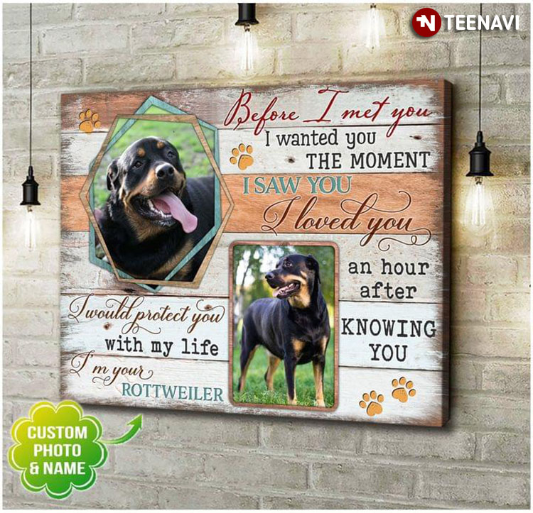 Personalized Pet Name & Photo Rottweiler Before I Met You I Wanted You The Moment I Saw You I Loved You