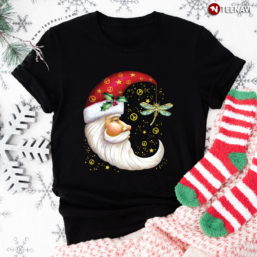 Hippie Merry Christmas Santa Moon Twinkle Stars Hippie Style T-Shirt