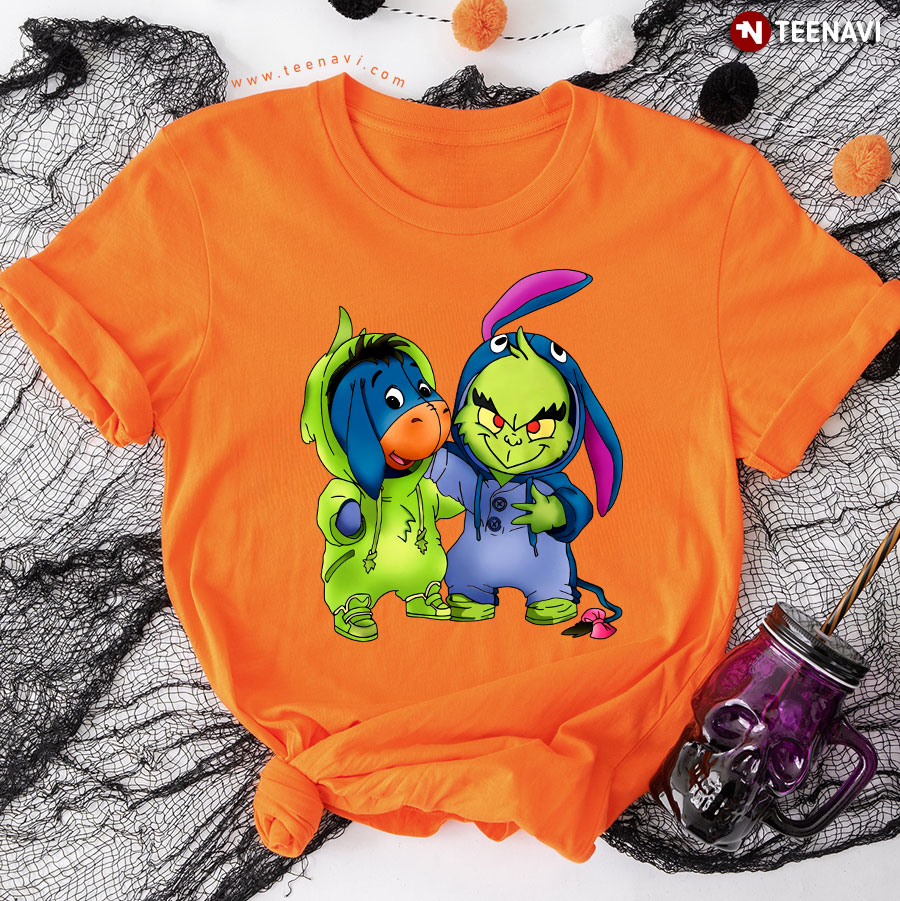 Grinch And Eeyore Cosplay Being Best Friends Merry Christmas T-Shirt