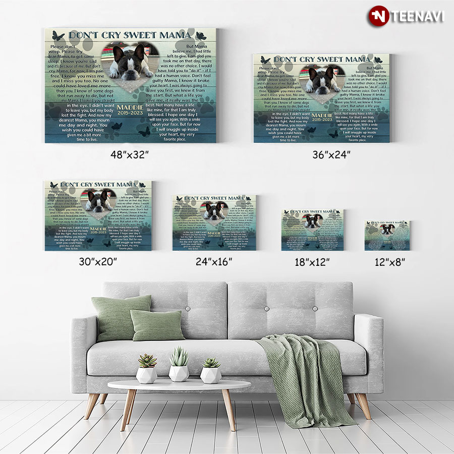 Personalized Pet’s Photo, Name & Date Labrador Retriever Dog & Butterfly Typography Don’t Cry Sweet Mama Please Don’t Weep Poster
