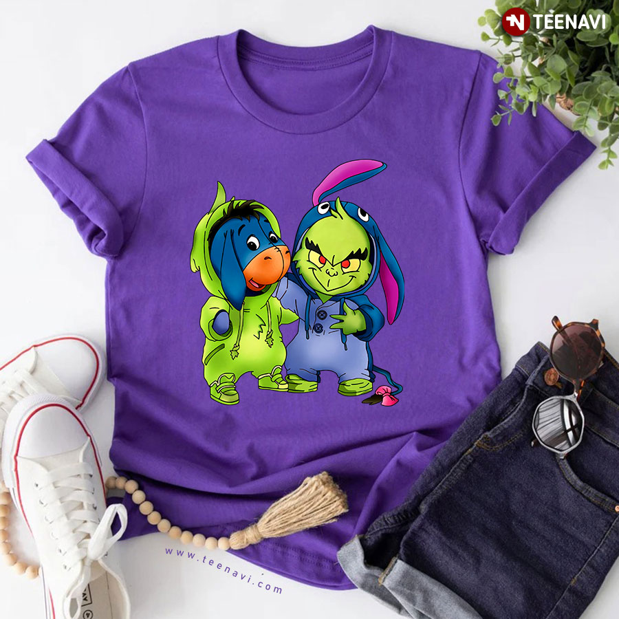 Grinch And Eeyore Cosplay Being Best Friends Merry Christmas T-Shirt