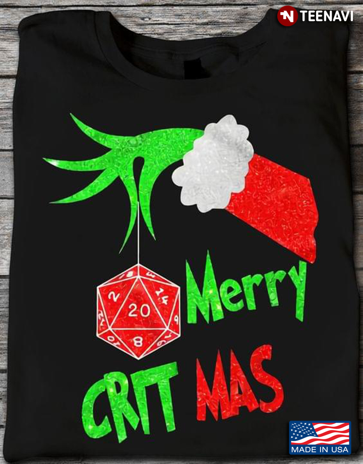Merry Crit Mas  Merry Christmas Dungeon And Dragon Rolling Dice For Game Lover