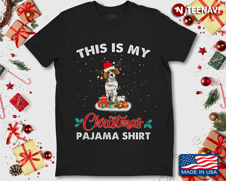 This Is My Christmas Pajama Shirt  Beagle Santa Claus Merry Christmas