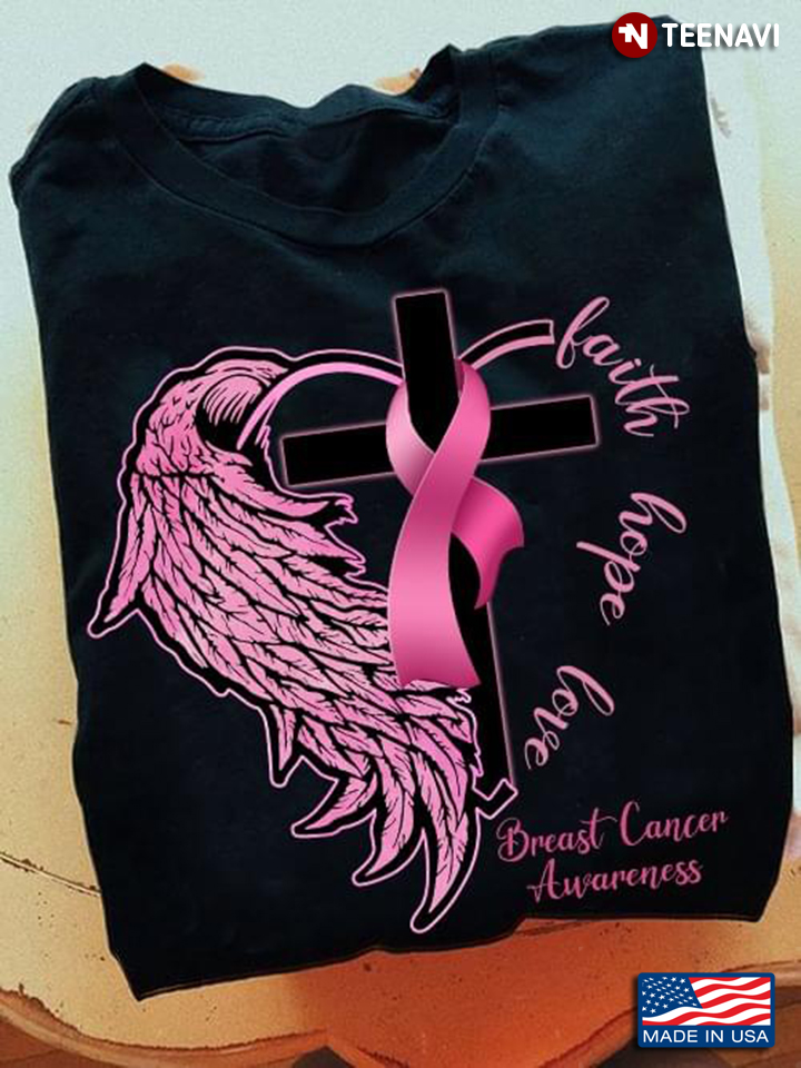 Breast Cancer Awareness Cross Wings Faith Hope Love