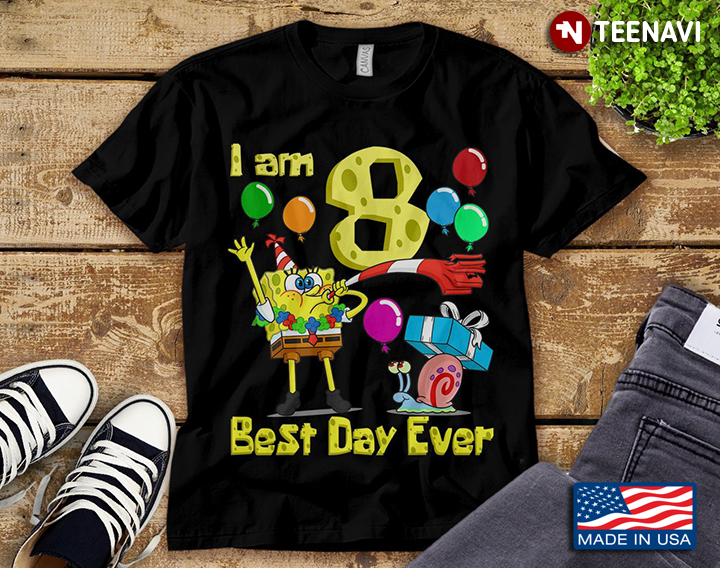 I Am 8 Best Day Ever  SpongeBob SquarePants For Cartoon Lover Birthday Gifts
