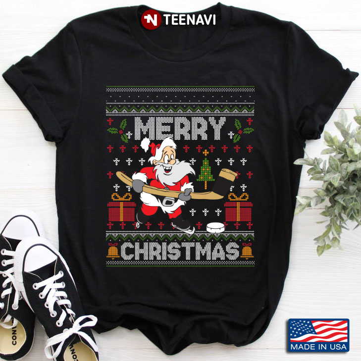Merry Christmas Santa Claus Playing Hockey Christmas Gifts
