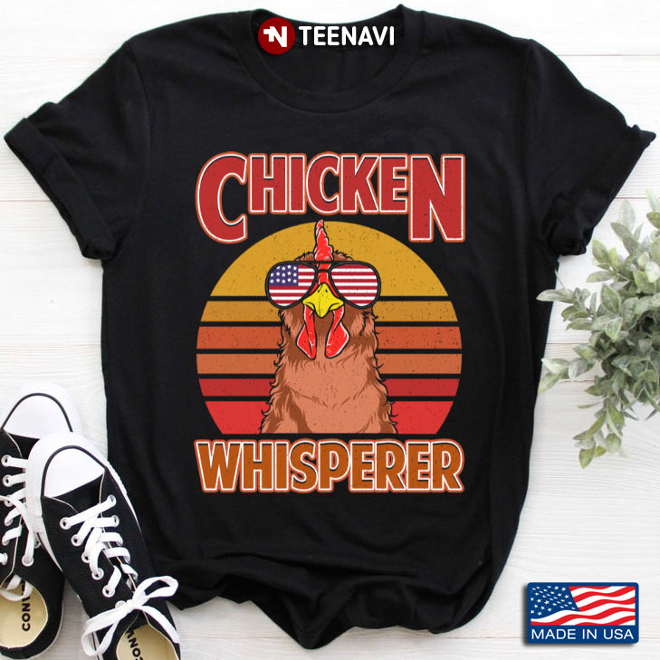 Chicken Whisperer Funny Chicken Wearing American Flag Glasses Vintage