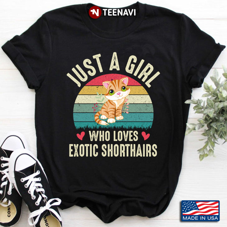 Just A Girl Who Loves Exotic Shorthairs  For Dog Lover Vintage