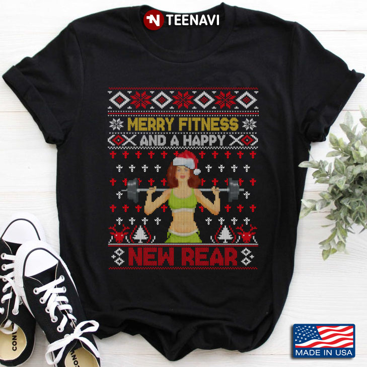 Merry Fitness And A Happy New Year Girl Lifting Christmas Gifts