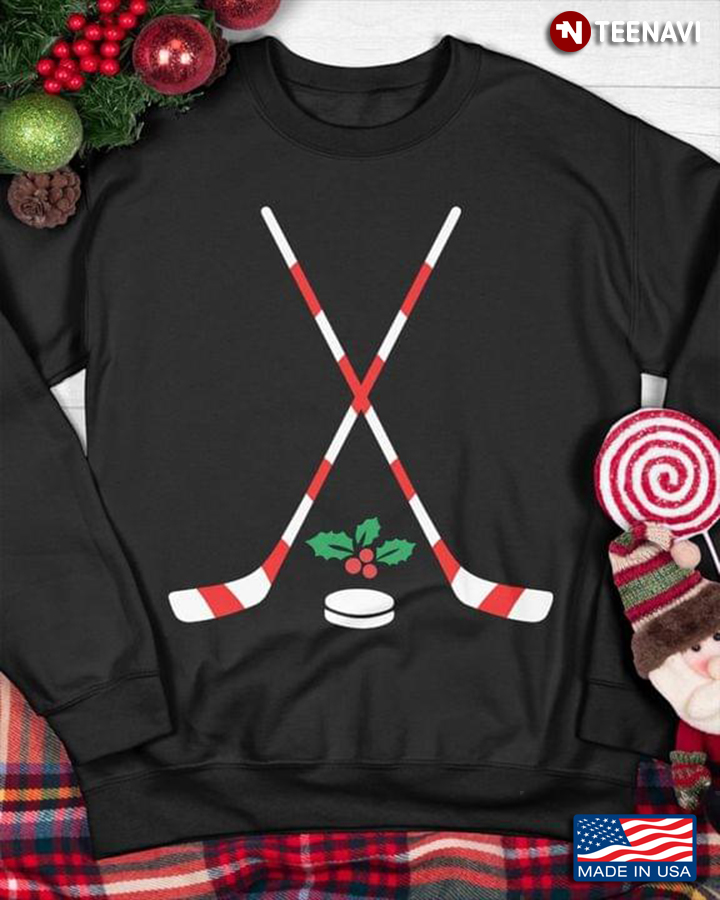 Christmas Hockey Sticks and Biscuit for Hockey Lover