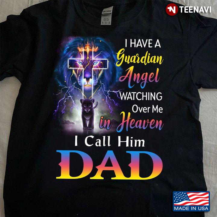 Baby and Dad Lion Cross I Have A Guardian Angel Watch Over Me In Heaven I Call Him Dad