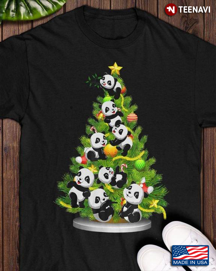 Lovely Christmas Tree with Pandas for Animal Lover
