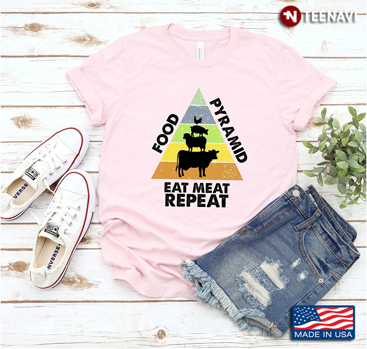 Food Pyramid Eat Meat Repeat Farm Animals for Meat Lover