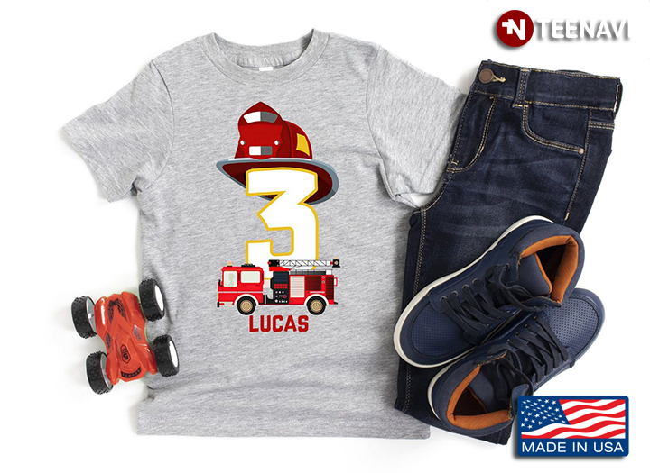 Firefighter Fire Truck Birthday Gift for Kid Personalized Name and Number