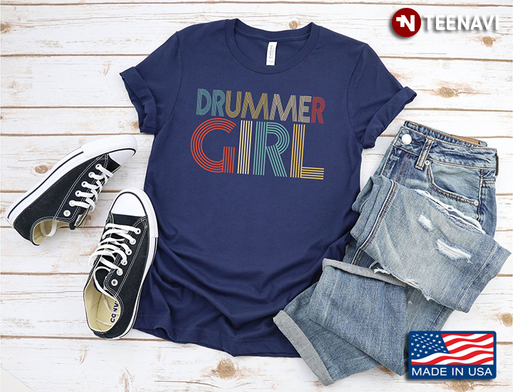 Drummer Girl Retro Style for Drums Lover