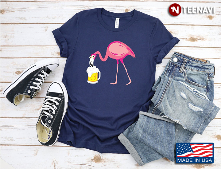 Pink Flamingo Drinking Beer Funny for Beer Lover