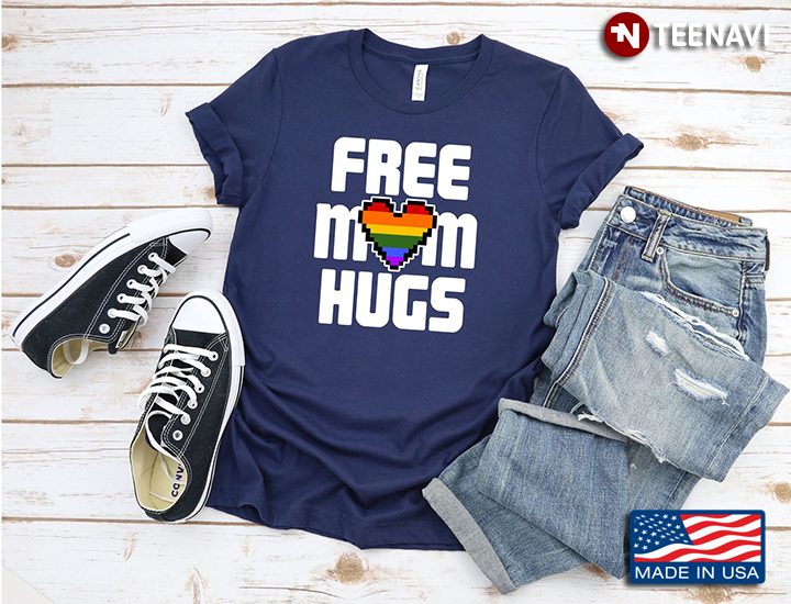 Free Mom Hugs LGBT Rainbow Heart