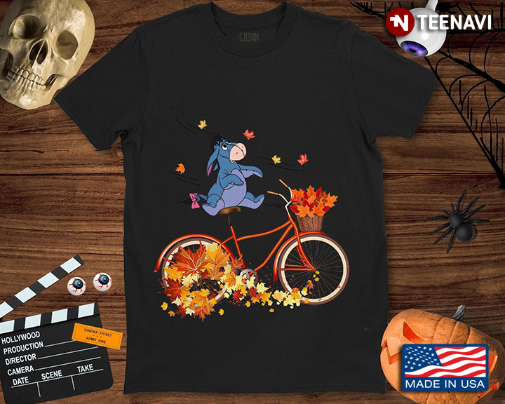 Disney Eeyore on The Bicycle with Autumn Leaves