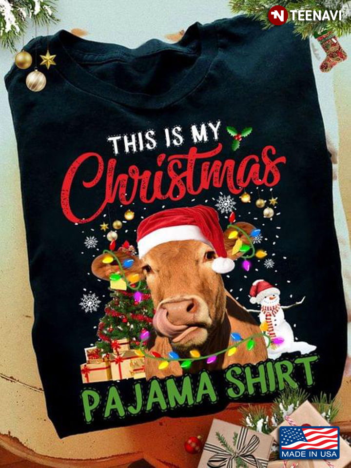 Funny Cow This is My Christmas Pajama Shirt For Animal Lover