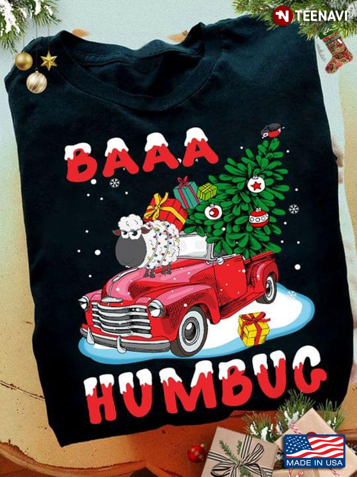 Christmas Red Truck and Lovely Sheep Baa Humbug
