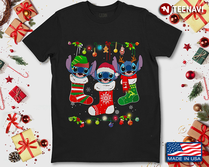 Disney Stitch On Socks Christmas Lights Funny Gift for Kids