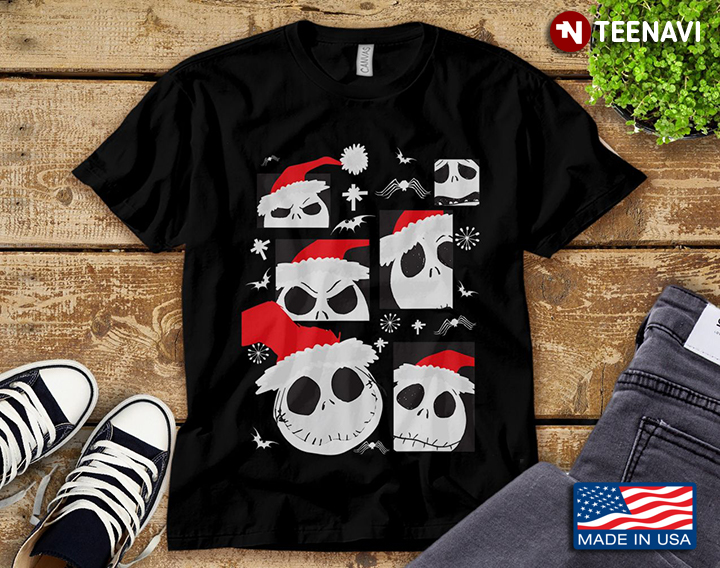 Jack Skellington with Santa Hat Cool Style Christmas Gift T-Shirt