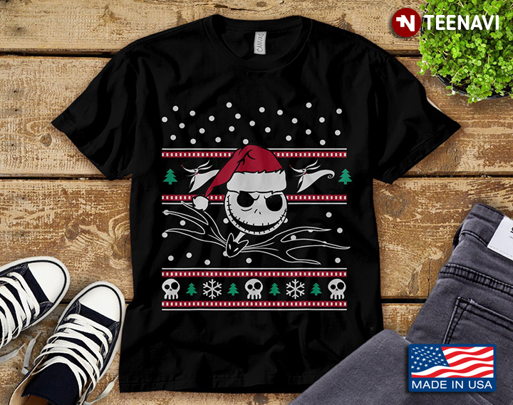 Disney Nightmare Before Christmas Jack Skellington in Santa Hat T-Shirt