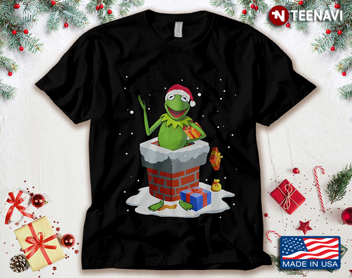 Disney Kirmit The Frog Santa on Chimney Merry Christmas