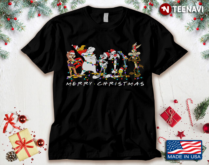 Looney Tunes Friends Christmas Lights Santa Hat Merry Christmas