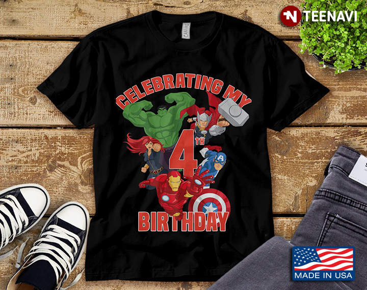 Marvel Avengers Celebrating My 4th Birthday Personalized Number