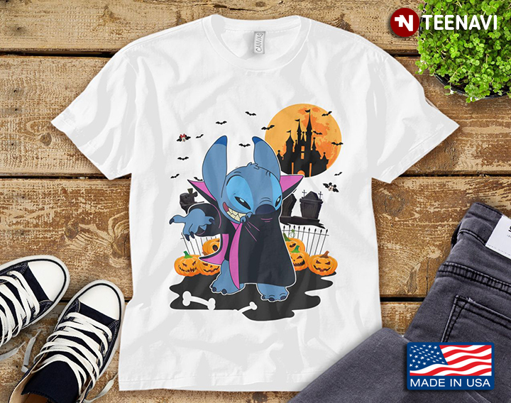 Disney Funny Stitch Witch Vampire Halloween T-Shirt