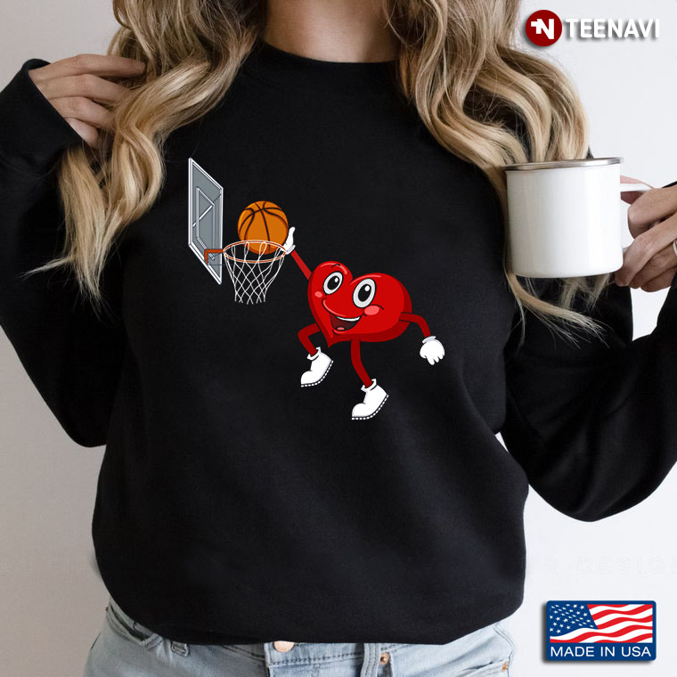Red Heart Playing Basketball Gift for Basketball Lover