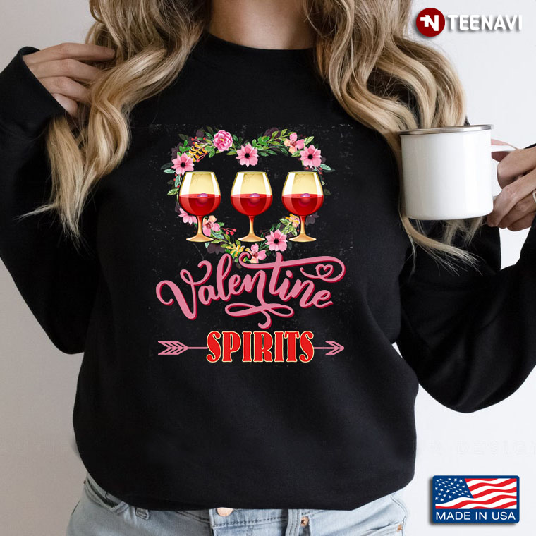 Valentine Spirits Red Wine Glasses Floral Wreath Valentine's Day Gift for Girl