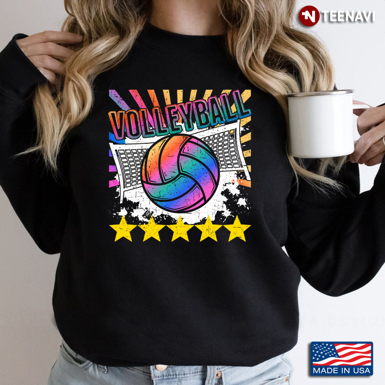 Volleyball 5 Stars Rating Colorful Style for Volleyball Lover