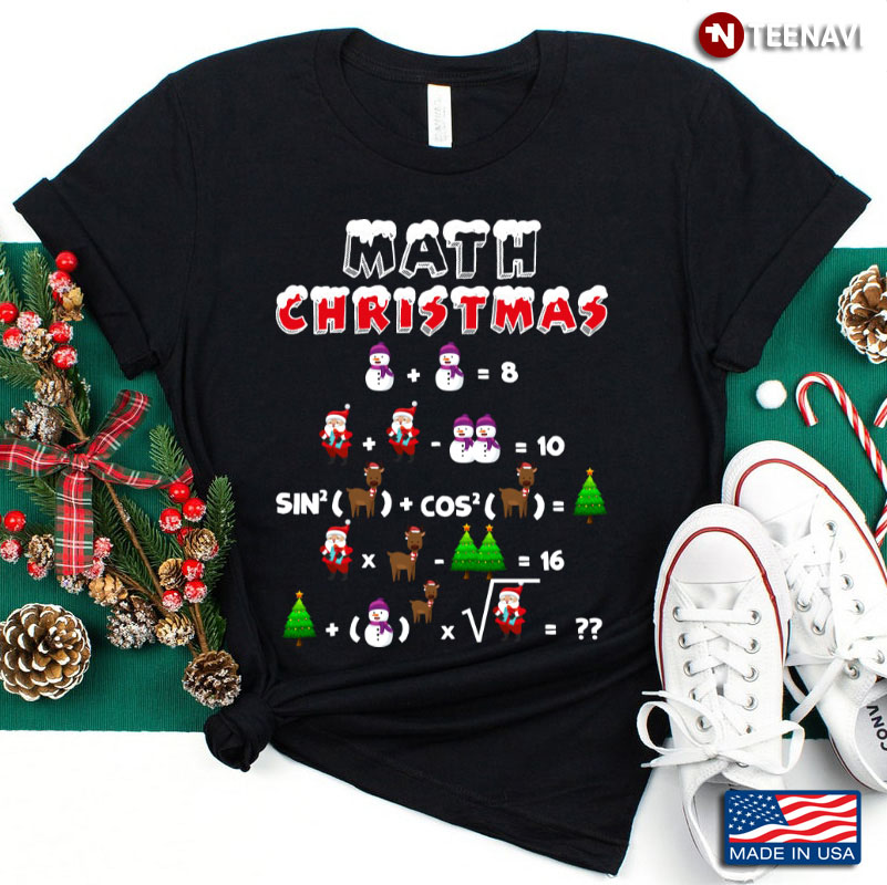 Funny Math Christmas Snowman Santa Deer and Christmas Tree for Math Lover