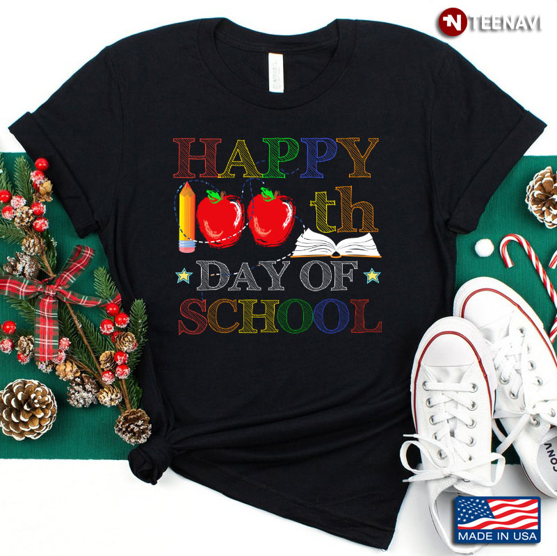 Happy 100th Day of School Colorful Chart Font for Teacher Student