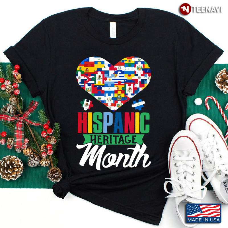 Hispanic Heritage Month Puzzle Flag Heart