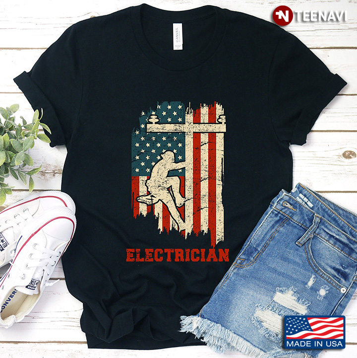 Vintage Patriotic Electrician American Flag