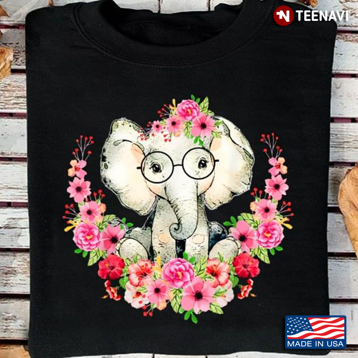 Cute Floral Baby Elephant for Animal Lover