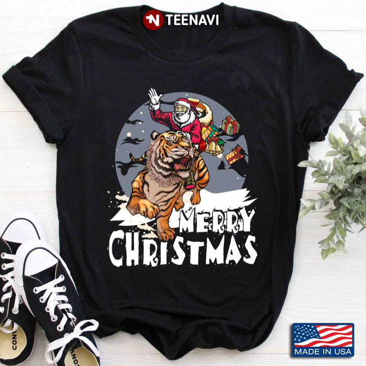 Merry Christmas Santa Claus Riding Tiger