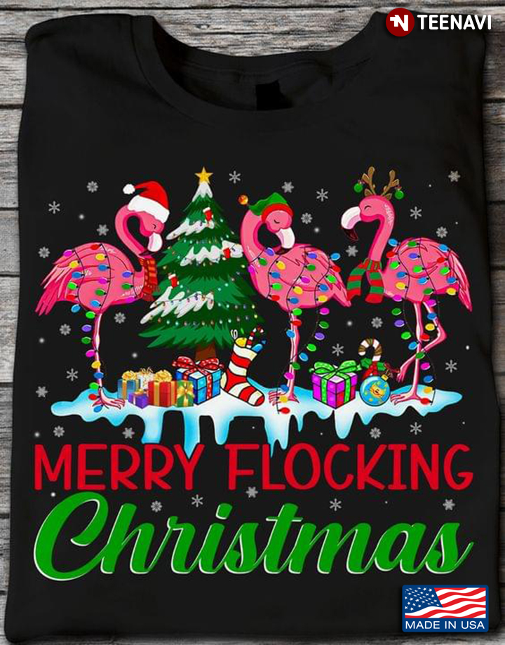 Merry Flocking Christmas Flamingos Light