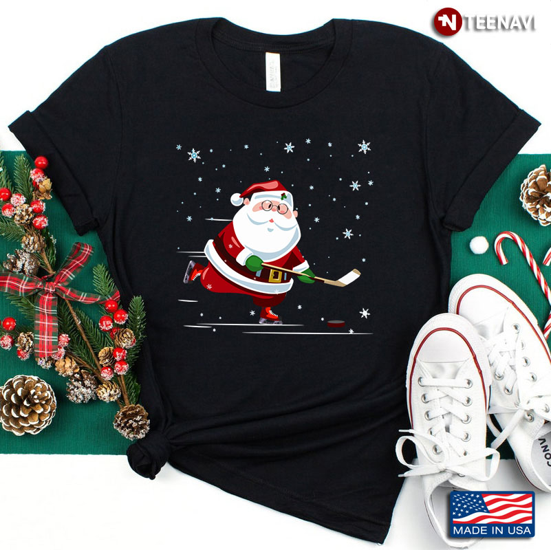 Cute Santa Claus Ice Hockey Gift For Hockey Lover