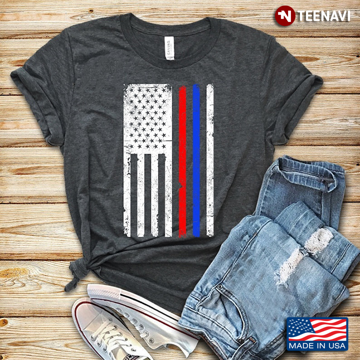American Flag Red Blue Thin Line Firefighter Police Officer
