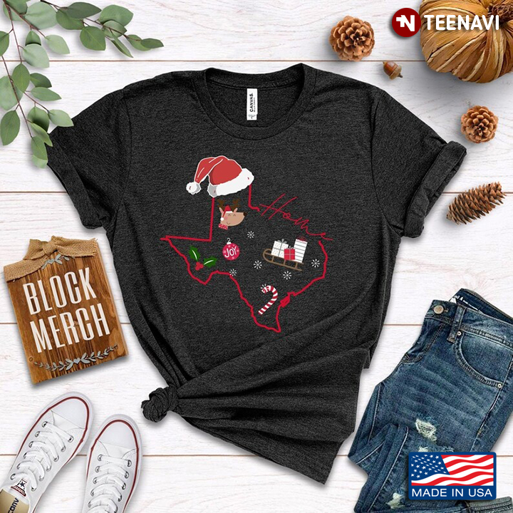 Home Texas Map With Santa Hat for Christmas
