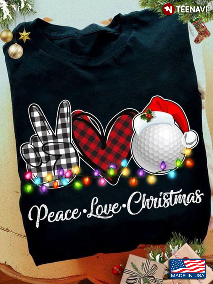 Peace Love Christmas Golf Ball With Santa Hat for Golf Lover
