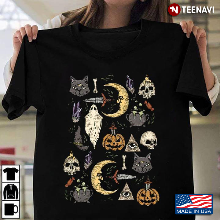 Halloween Cat Witch Skull Ghost Jack O' Lantern T-Shirt