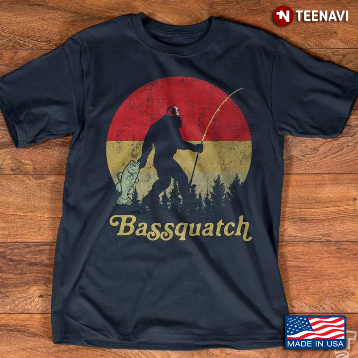 Vintage Bassquatch Bigfoot Goes Fishing for Fishing Lover