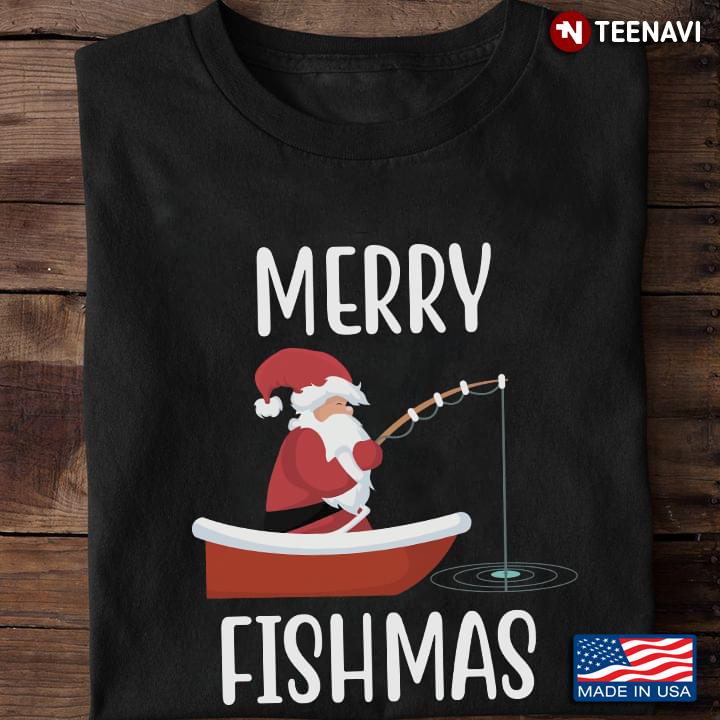Merry Fishmas Santa Claus Goes Fishing for Christmas