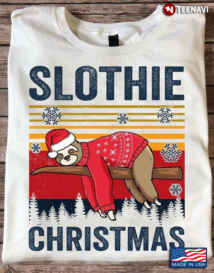 Vintage Slothie Christmas Sloth With Santa Hat